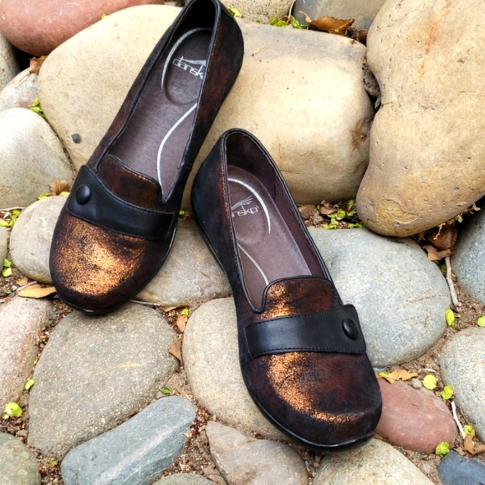 Dansko Olena metallic slip on loafer